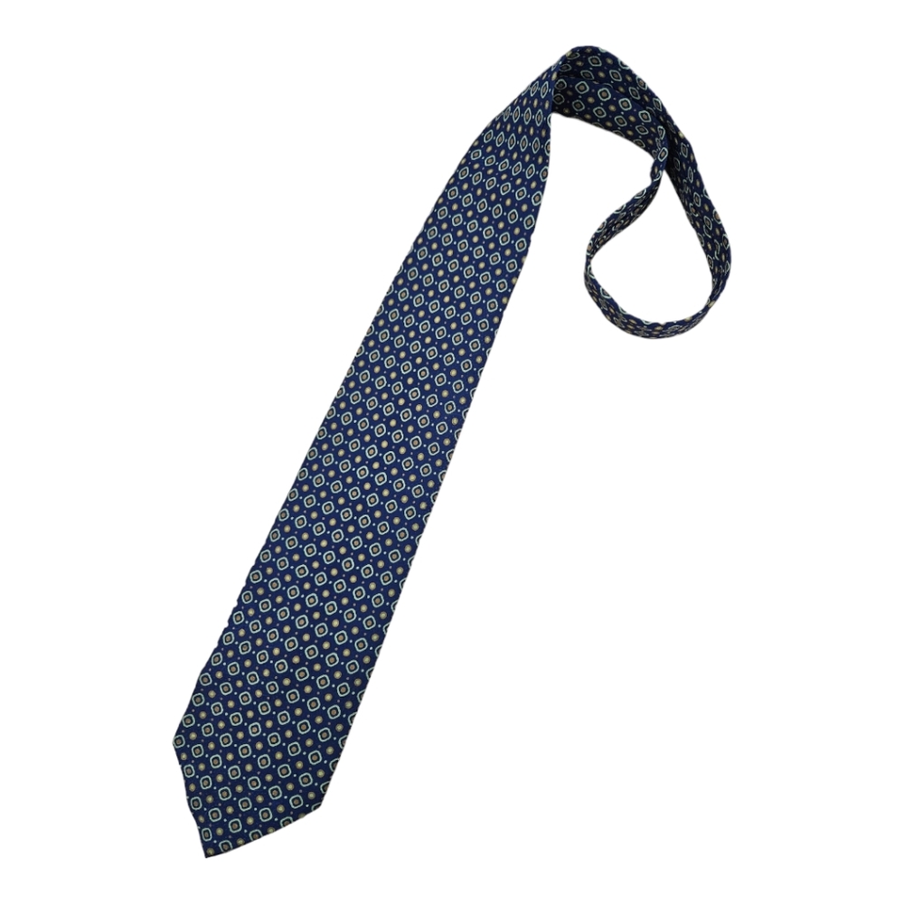 ITALO FERRETTI Blue Geometric Silk LUXURY Tie HANDMADE ITALY